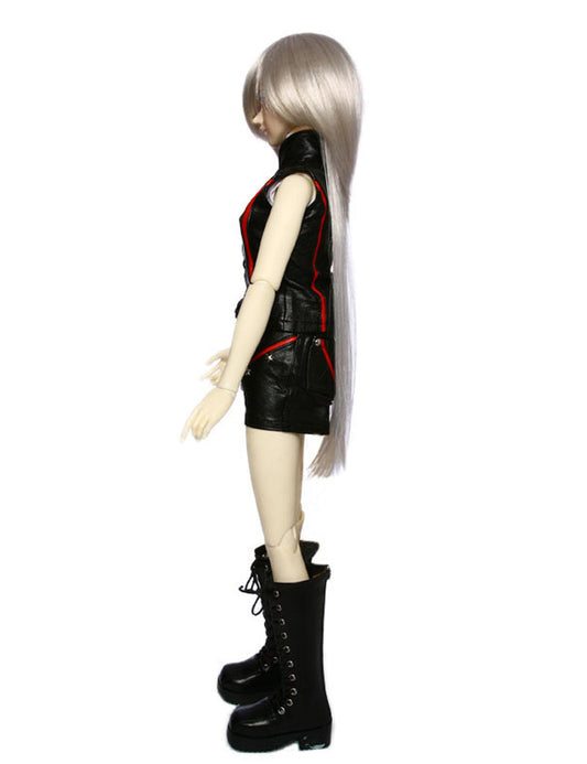 ショルダーに座る中間のサイドトレスがあり、スウィープトバングがある人形のウィッグ W-607、この素晴らしいルックの自由な創造。