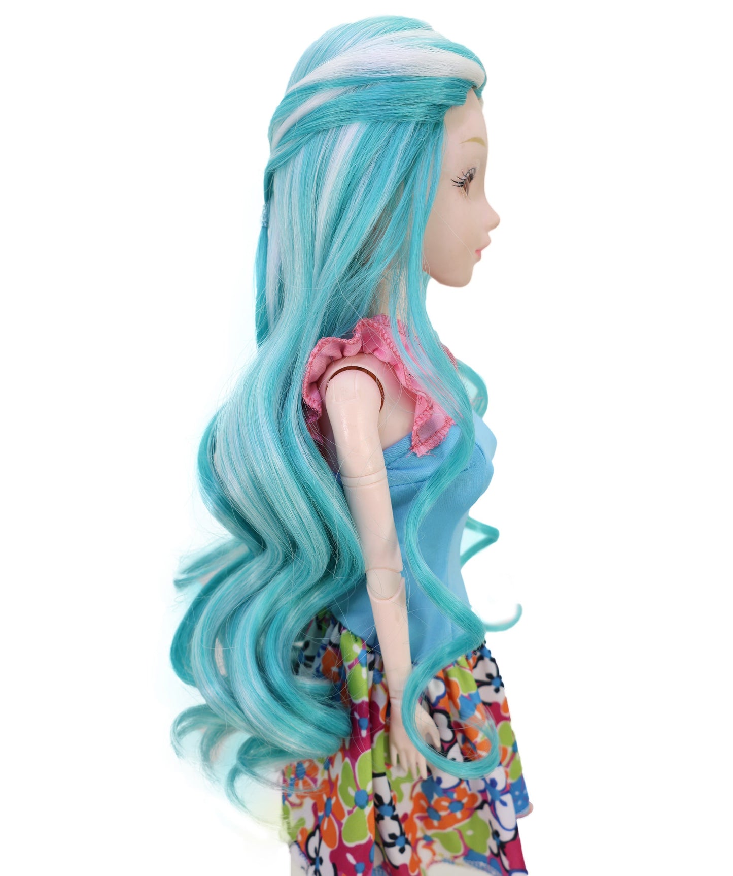Wigs2you B-235 ブルー カーリーウィッグ プレイドール用 14インチ ファンタジーウェーブヘアピース