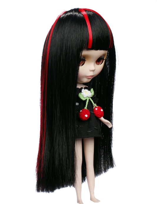 クラシックな長いまっすぐなスタイルの人形のウィッグ B-112、ツートン効果を持つ、垂れる前髪が額全体を覆います