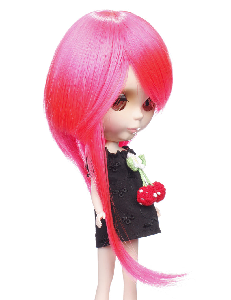 特別なアイデアで前髪を額にかける人形のウィッグ B-121、サイドでバンドル