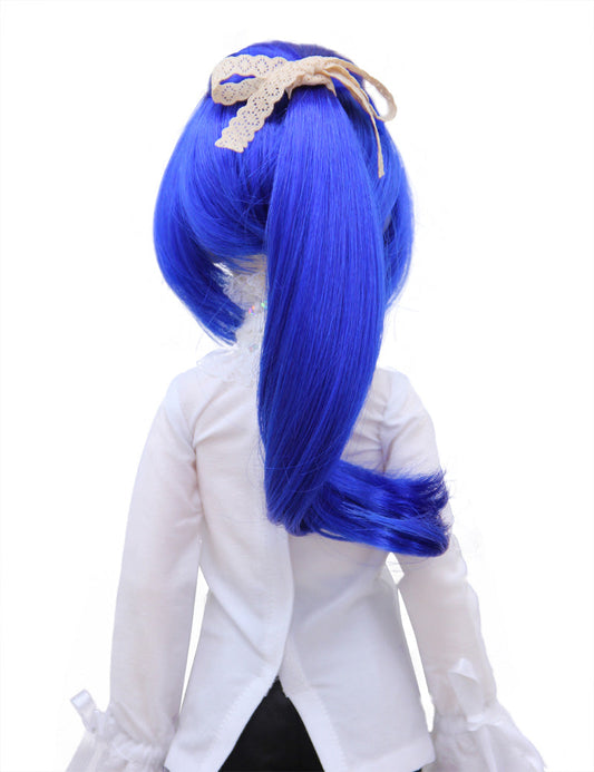 きちんとした可愛らしいポニーテール ドールウィッグ WD60-006 ブリリアントブルー ミッドナイトブルーミックス とても魅力的なスタイル