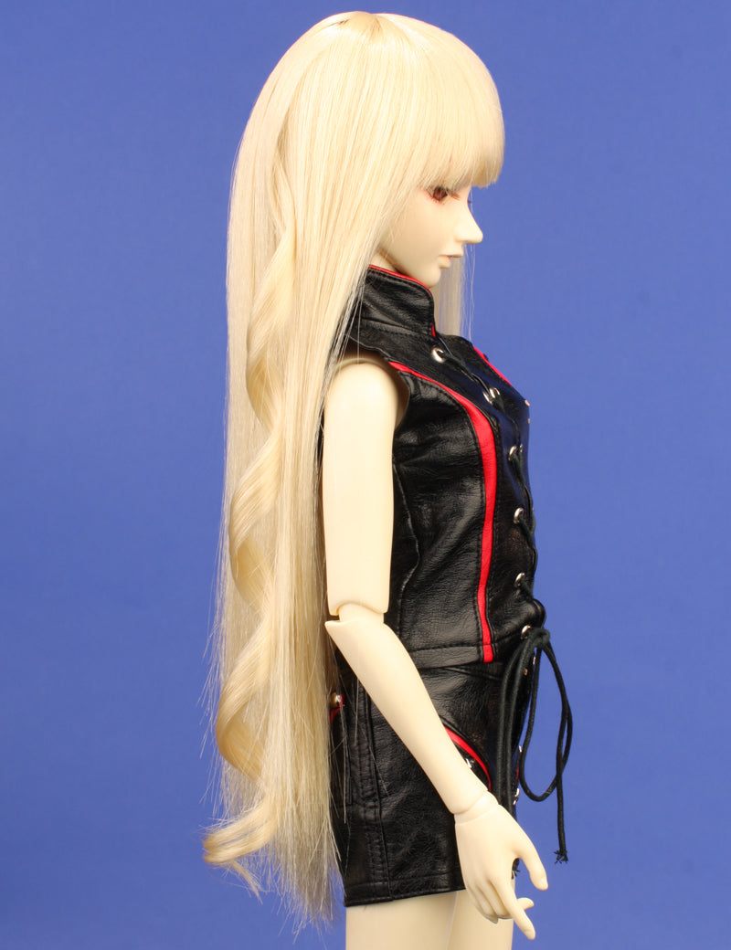 トレッゼのブレンド通常のシンプルなロングストレートスタイルの人形のウィッグ W-680プラチナブロンドの色