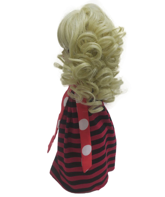 Wigs2you WD40-023 7インチブロンドカーリードール用ウィッグ|スタイリング済み合成毛、フルバング付き、BJDやコレクタードールに最適