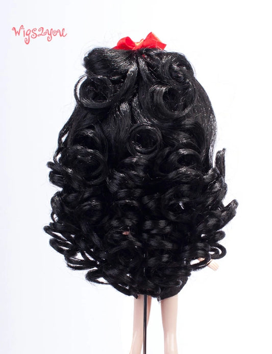 魅惑的なドールウィッグ 可愛らしさの世界 B-129 黒髪のトップにリボン