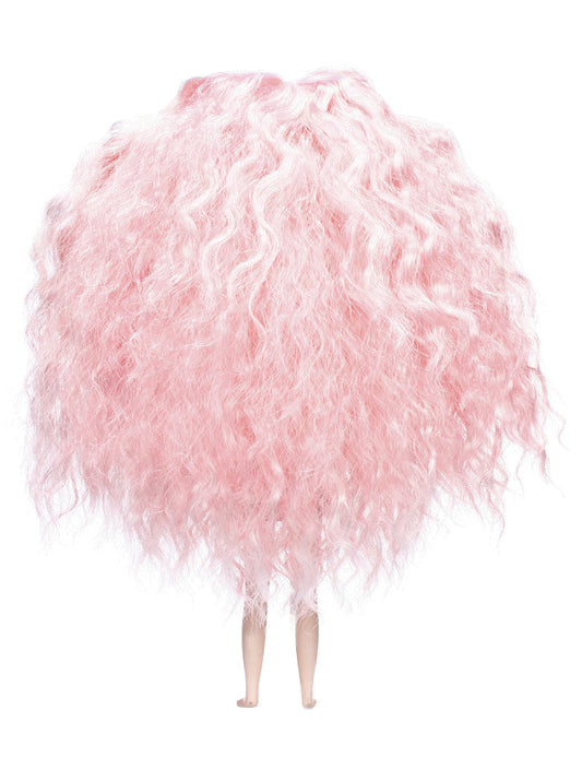 限定版のリトルピンキーイービルスタイルのロングウェービー人形のウィッグ B-104、トップのチョッピーロックが角のように見え、ボリュームを増加させます