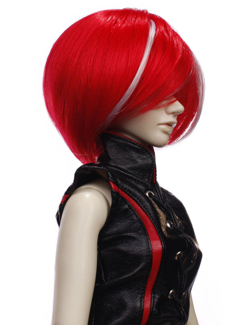 顔を優しくフレームするレイヤーのボブスタイルの人形のウィッグ W-674レッドホワイトHLの色