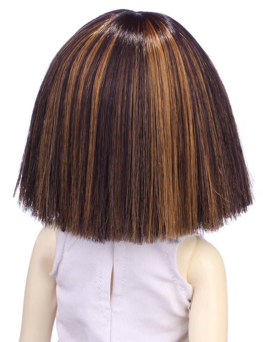 レーダーシェイプのボブスタイル 太い髪と前髪がまつげの高さにある人形のウィッグ W-703 ラッシュベリー