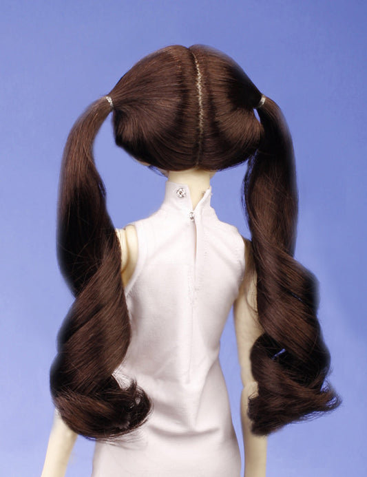 人気のアニメスタイルのロングポニーテールがある人形のウィッグ W-633 チャコールで 清純な印象のための大きなカール