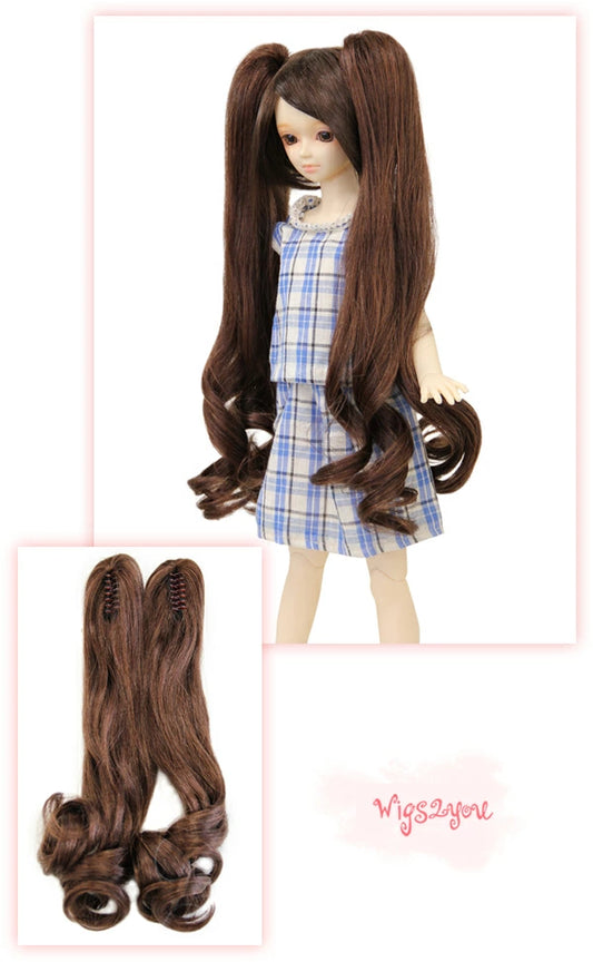 ロングヘアピース ポニーテール 2個セット WD60-022 ドールウィッグ チャコール ゴールデン オーバン ミックスの色, ポニーテール / ヘアピース / SD60 / スーパードルフィー / オリジナル / 人気商品 / 写真撮影に最適 / BJD / おもちゃ