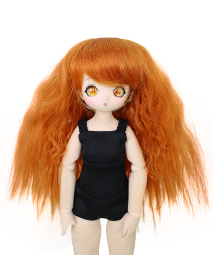 Wigs2you B-203 9インチドール用ロングウィッグ｜オレンジ耐熱合成繊維使用｜通常キャップ付き｜ハンドメイドドール、玩具修復、ミニフィギュア、クラフトに最適｜柔らかく絡まりにくい、スタイリング簡単なヘアピース
