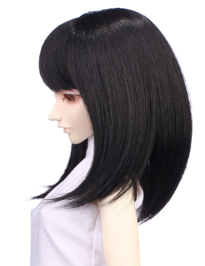 レイヤーカットの組み合わせがないミディアムボブスタイルの人形のウィッグ W-699 ブラック 全体のスタイルにはスムースな印象