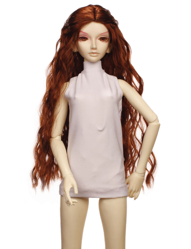 自然なウェービースタイルのロングヘアの人形のウィッグ W-672ブリックブロンドの色