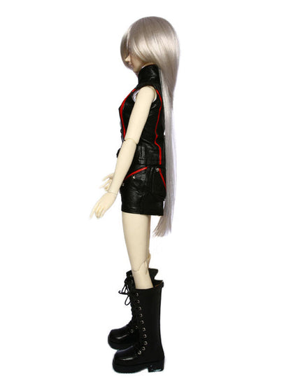 ショルダーに座る中間のサイドトレスがあり、スウィープトバングがある人形のウィッグ W-607、この素晴らしいルックの自由な創造。