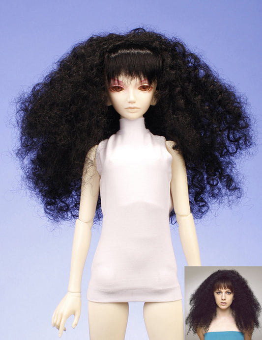 パンクなスムースバングスウェービースタイルの人形のウィッグ W-643 ブラックの色