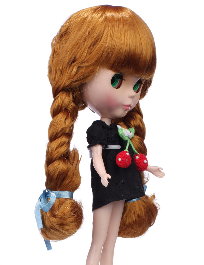 2本の太い三つ編みがあるクラシックなドールの長いスタイルの人形のウィッグ B-125、たくさんの髪の毛のボリューム