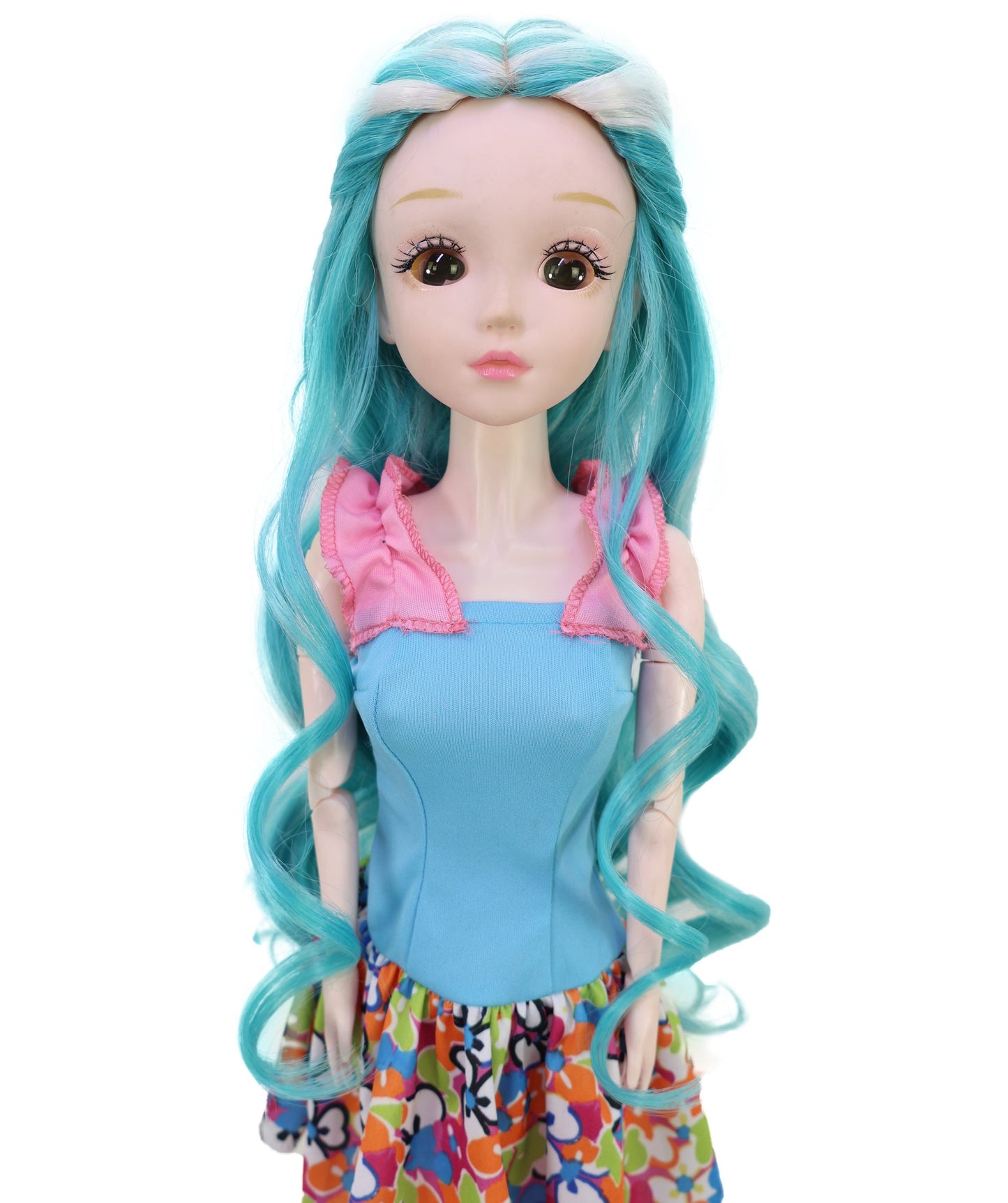 Wigs2you B-235 ブルー カーリーウィッグ プレイドール用 14インチ ファンタジーウェーブヘアピース