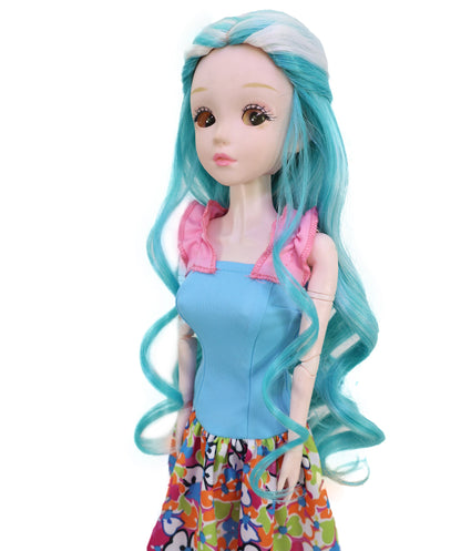 Wigs2you B-235 ブルー カーリーウィッグ プレイドール用 14インチ ファンタジーウェーブヘアピース