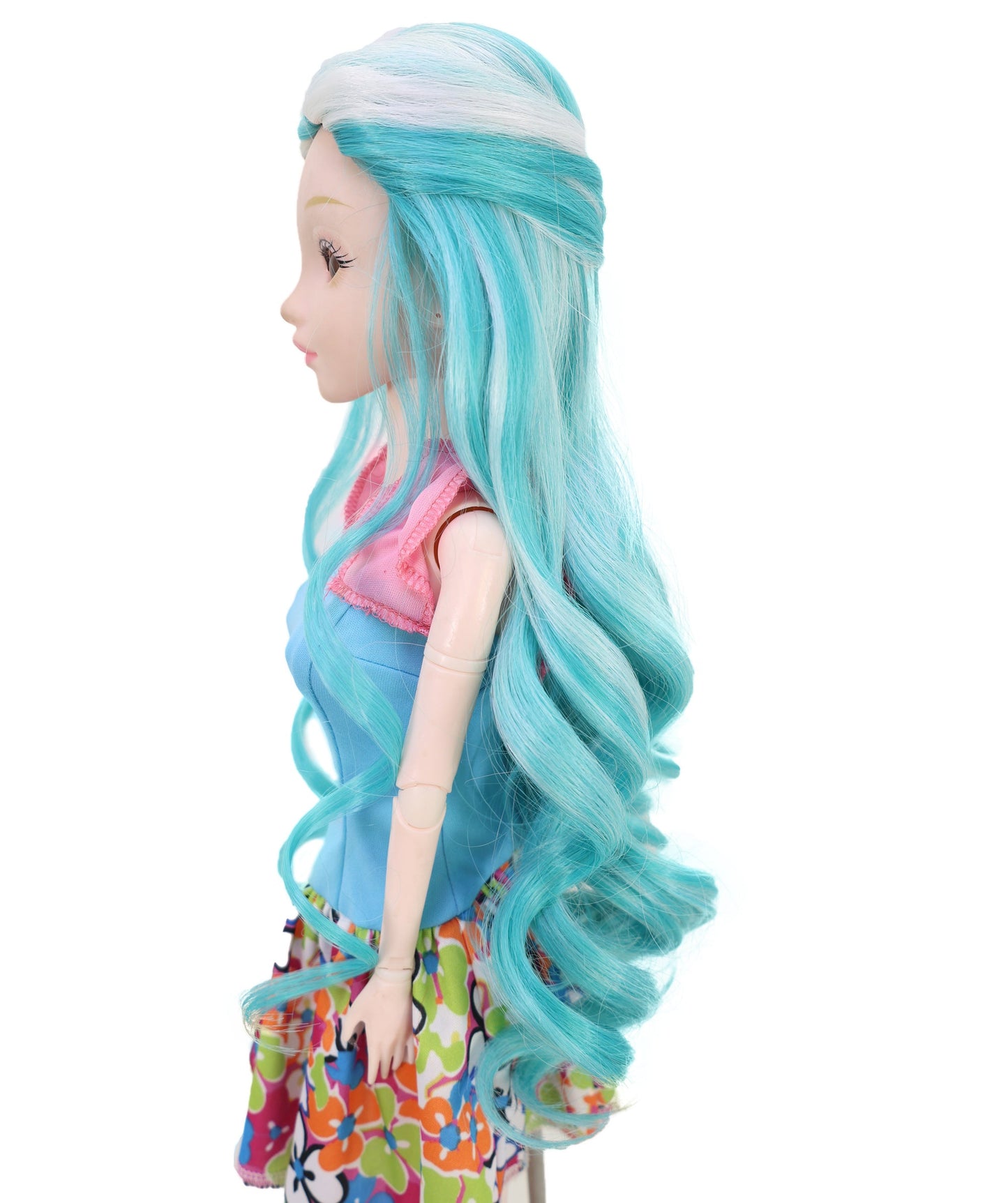 Wigs2you B-235 ブルー カーリーウィッグ プレイドール用 14インチ ファンタジーウェーブヘアピース