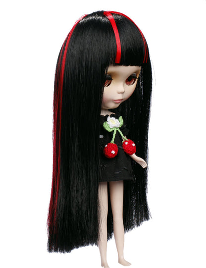 クラシックな長いまっすぐなスタイルの人形のウィッグ B-112、ツートン効果を持つ、垂れる前髪が額全体を覆います