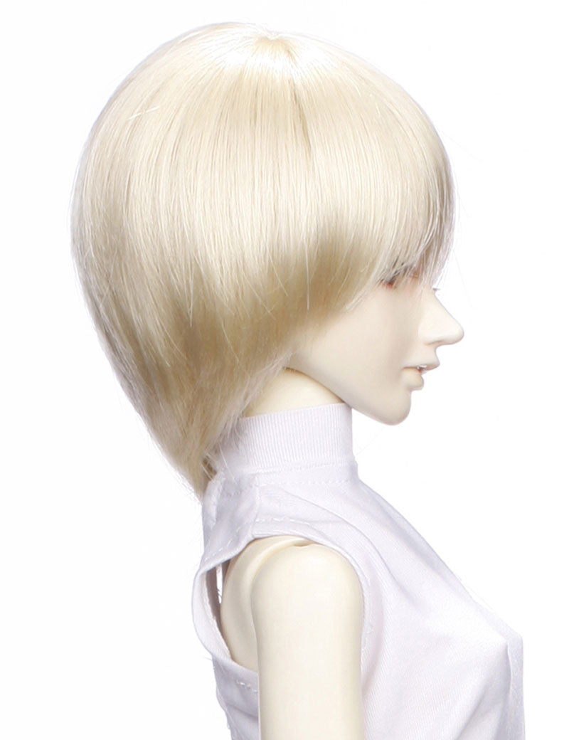 カジュアルなストレートショートスタイルの人形のウィッグ W-650 プラチナブロンドの色