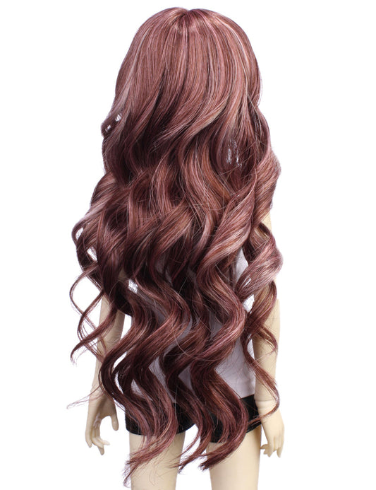 自然なロングトレズデザイン 可愛らしい人形のウィッグ W-702 ストロベリーブロンド ファンシースタイルの装い