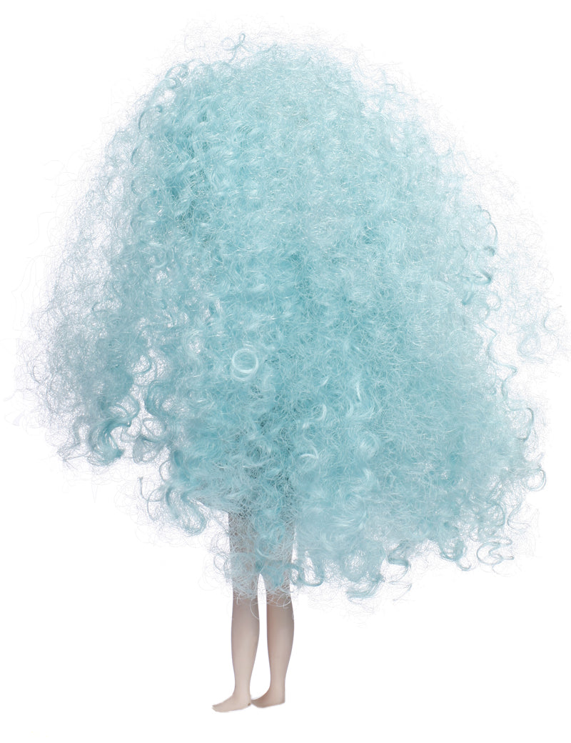 可愛らしい綿飴のようなスタイルの人形のウィッグ B-122、自然なカールを最大ボリュームに引き立てるためにサイド全体でレイヤーカット