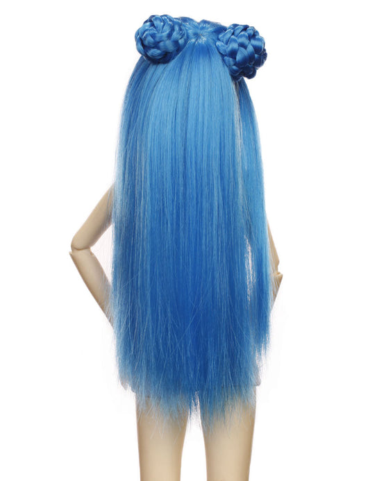 トップにブレイドバンズを持つフェアリーロングストレートスタイルの美しい人形のウィッグ W-657 エレクトリックブルーの色