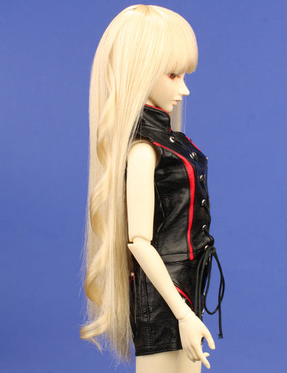 トレッゼのブレンド通常のシンプルなロングストレートスタイルの人形のウィッグ W-680プラチナブロンドの色