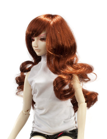 滑らかなスウィーピングバングス 魅力的なヘアスタイルの人形のウィッグ W-708 ブリックブロンド