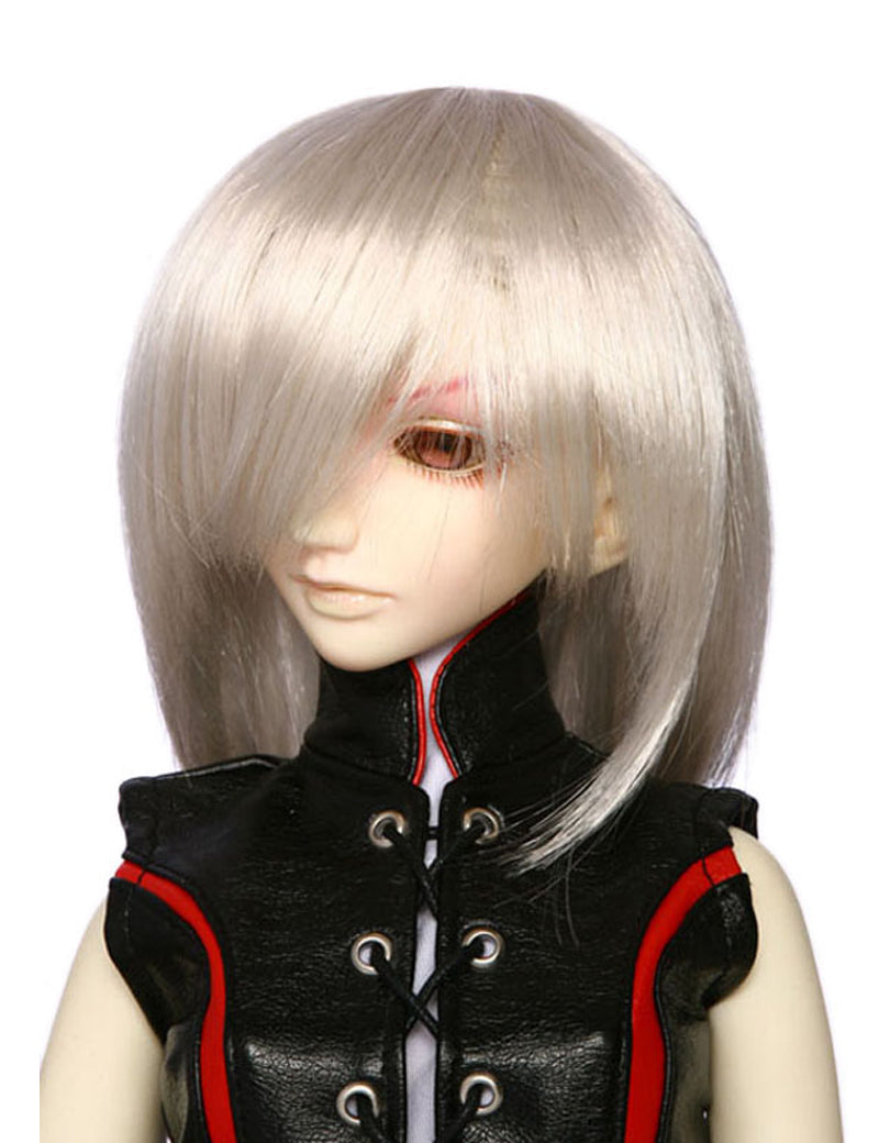 ショルダーに座る中間のサイドトレスがあり、スウィープトバングがある人形のウィッグ W-607、この素晴らしいルックの自由な創造。