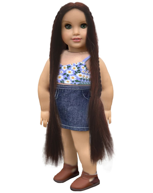 Wigs2you WD40-022 12インチ ダークオーバーン 合成ドール用ウィッグ | 編み込みスタイル | BJD、リボーンドールに最適 | 丈夫なキャップ構造