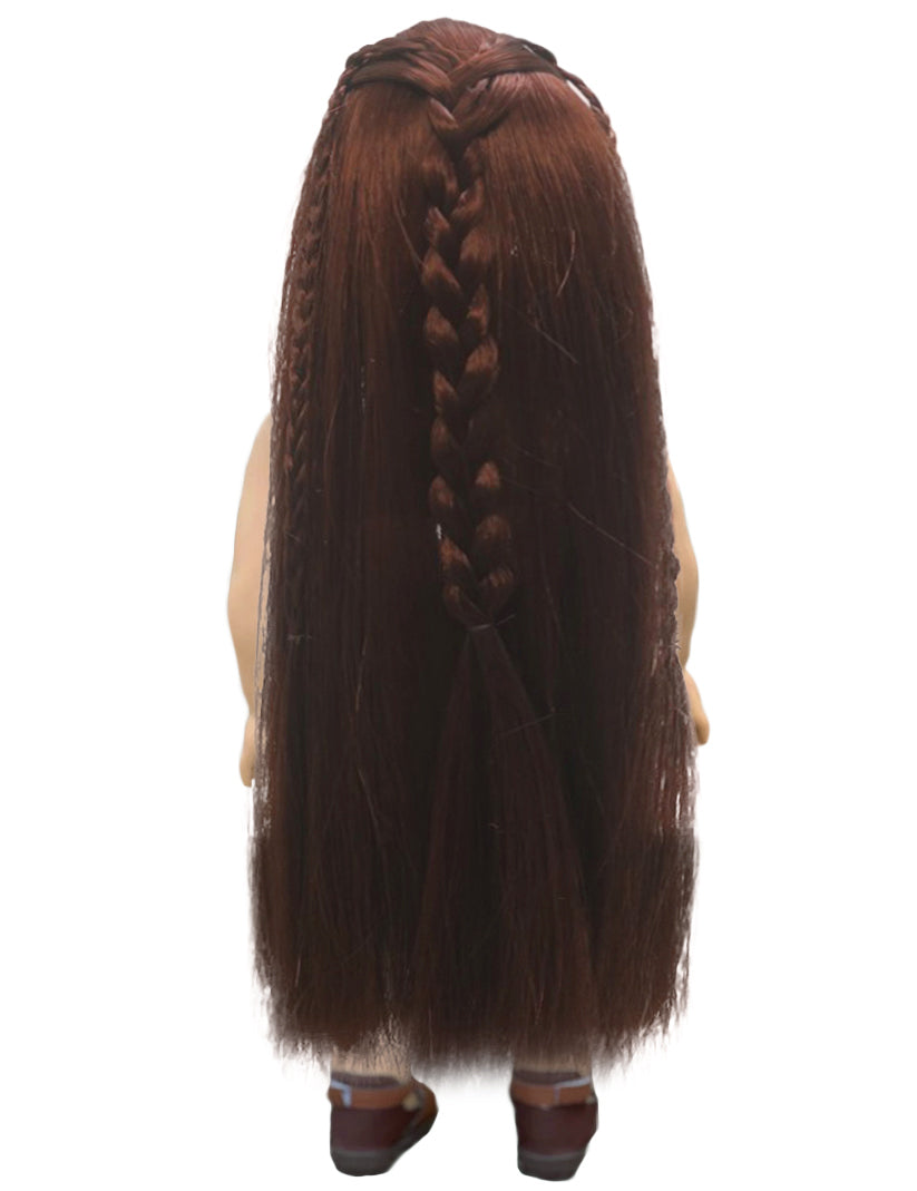 Wigs2you WD40-022 12インチ ダークオーバーン 合成ドール用ウィッグ | 編み込みスタイル | BJD、リボーンドールに最適 | 丈夫なキャップ構造