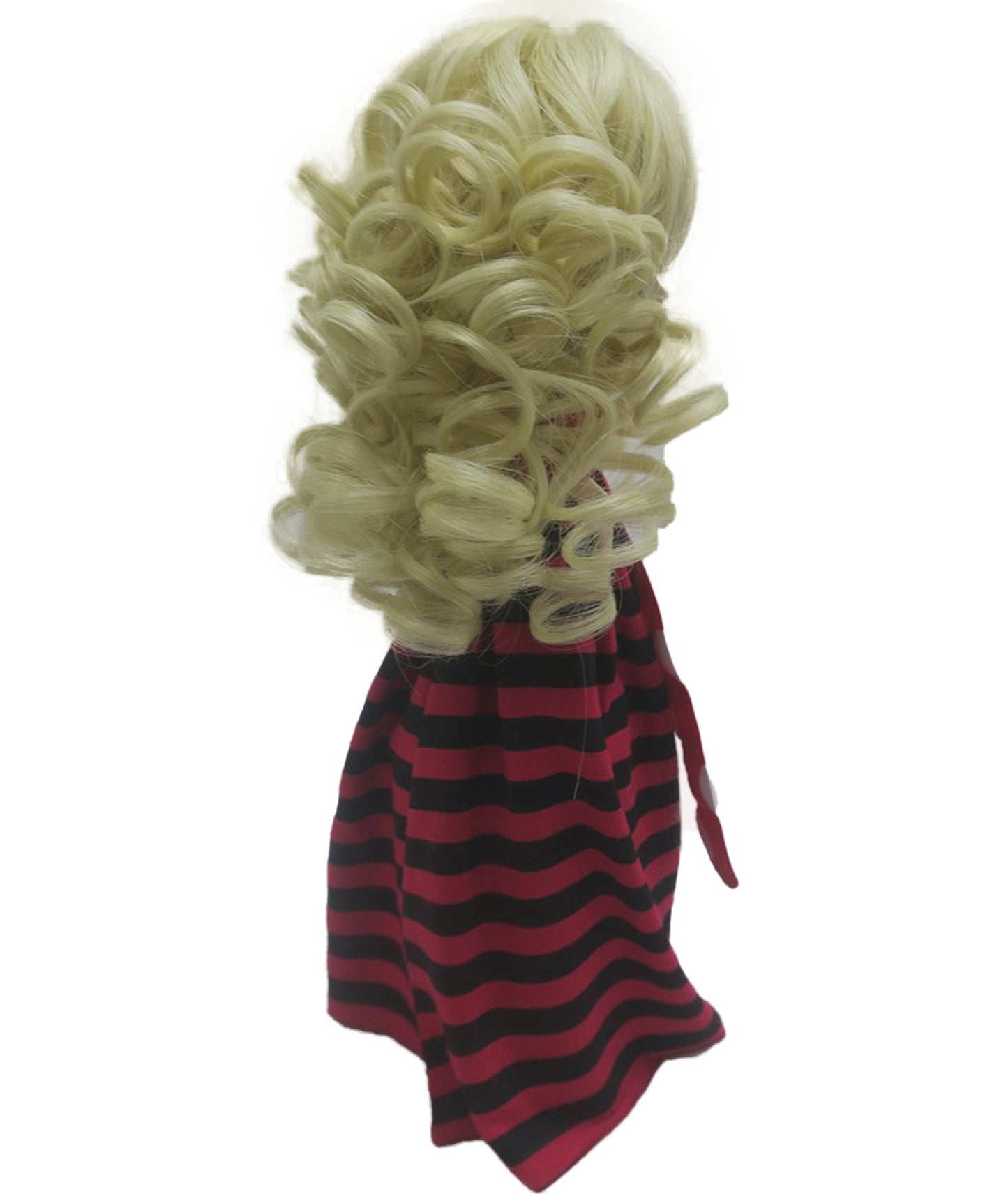 Wigs2you WD40-023 7インチブロンドカーリードール用ウィッグ｜スタイリング済み合成毛、フルバング付き、BJDやコレクタードールに最適