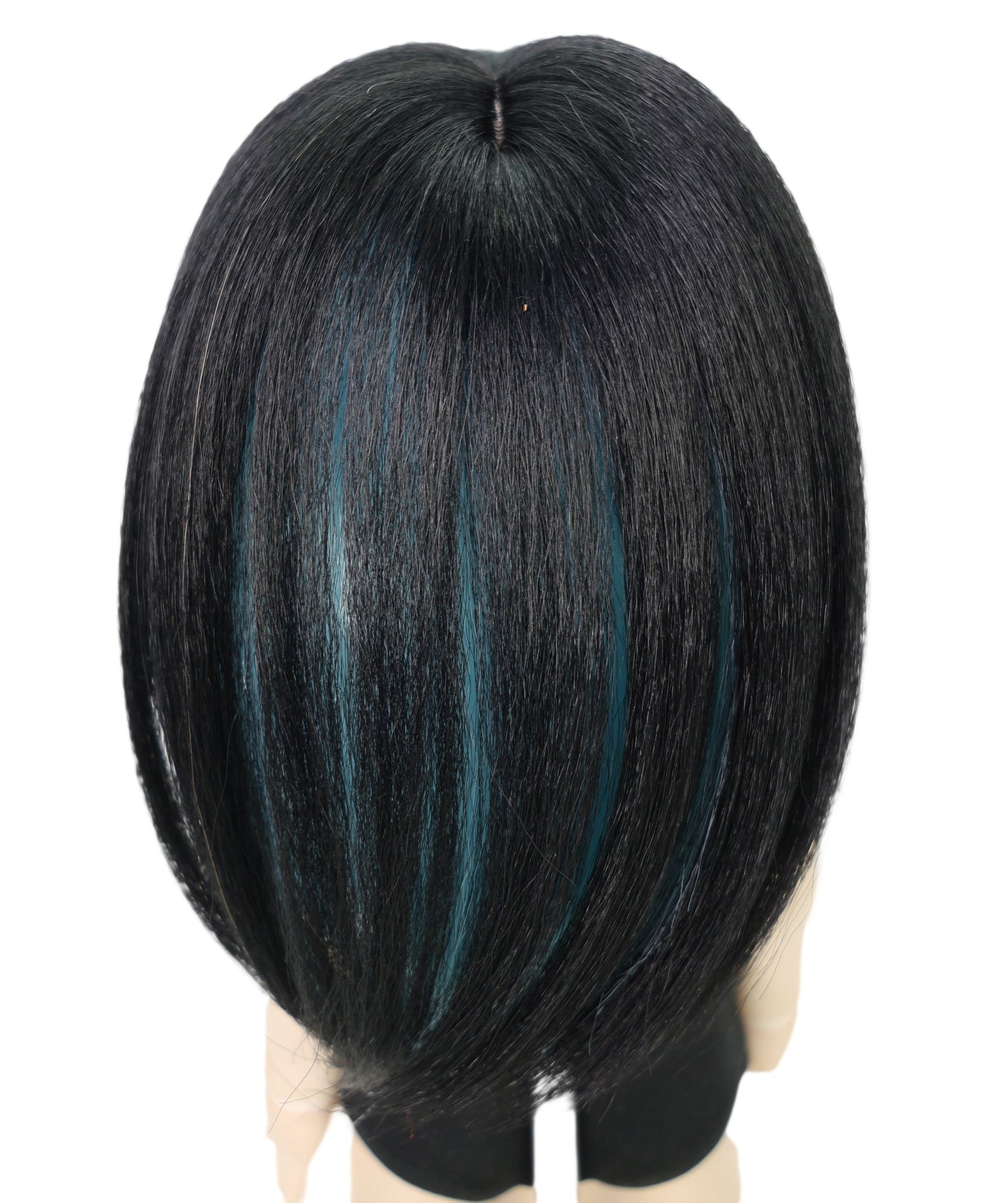 Wigs2you WD40-030 ブラック＆ブルー 7インチ BJD ドール用ウィッグ - 耐熱性フリンジスタイル合成毛 標準キャップ付き