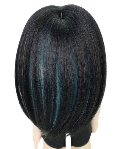 Wigs2you WD40-030 ブラック＆ブルー 7インチ BJD ドール用ウィッグ - 耐熱性フリンジスタイル合成毛 標準キャップ付き