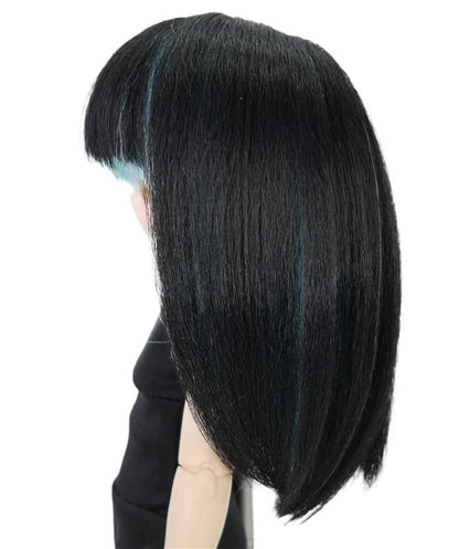 Wigs2you WD40-030 ブラック＆ブルー 7インチ BJD ドール用ウィッグ - 耐熱性フリンジスタイル合成毛 標準キャップ付き