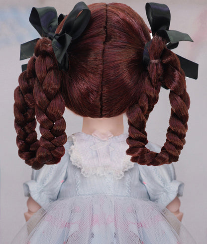 Wigs2you WD40-031-DBR ダークブラウン 7インチ ドールウィッグ ボブスタイル サイド編み込み 1/3&1/4ドール用 ドールスタイリングやコスプレに最適