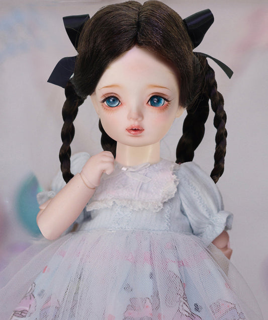 Wigs2you WD40-031-DBR ダークブラウン 7インチ ドールウィッグ ボブスタイル サイド編み込み 1/3&1/4ドール用 ドールスタイリングやコスプレに最適