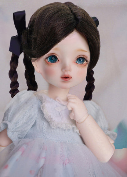 Wigs2you WD40-031-DBR ダークブラウン 7インチ ドールウィッグ ボブスタイル サイド編み込み 1/3&1/4ドール用 ドールスタイリングやコスプレに最適
