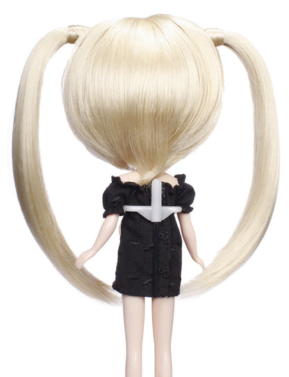 2つの細いポニーテールを持つ可愛らしいベイビースタイルのロング人形のウィッグ B-115、サイドは清純な印象を与えます