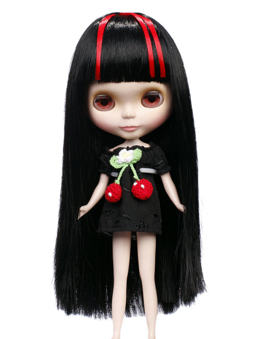 クラシックな長いまっすぐなスタイルの人形のウィッグ B-112、ツートン効果を持つ、垂れる前髪が額全体を覆います