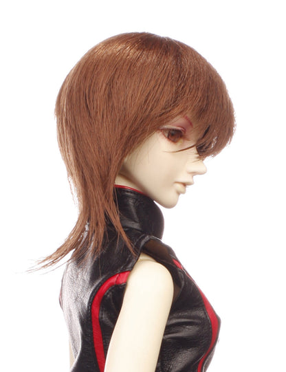 カジュアルなショートスタイルのアウトワードウェービースタイルの人形のウィッグ W-639 ミディアムオーバンで 柔らかな髪を明るくしました