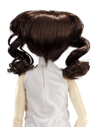 かわいらしいツインウェービーポニーテールの人形のウィッグ W-705 チャコールの色