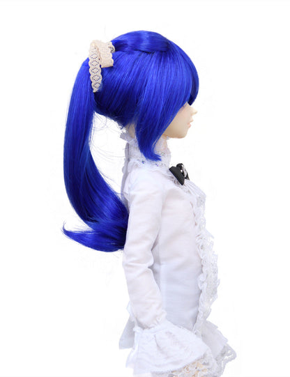 きちんとした可愛らしいポニーテール ドールウィッグ WD60-006 ブリリアントブルー ミッドナイトブルーミックス とても魅力的なスタイル