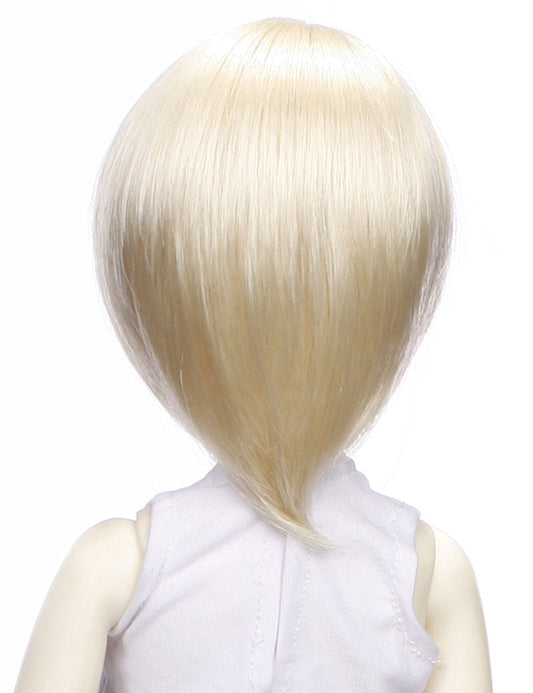 カジュアルなストレートショートスタイルの人形のウィッグ W-650 プラチナブロンドの色