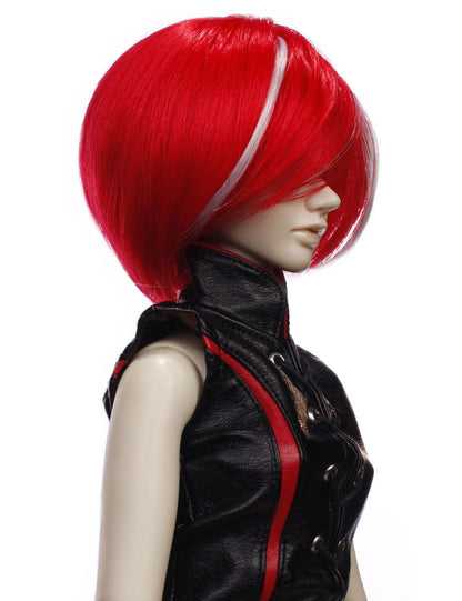 顔を優しくフレームするレイヤーのボブスタイルの人形のウィッグ W-674レッドホワイトHLの色