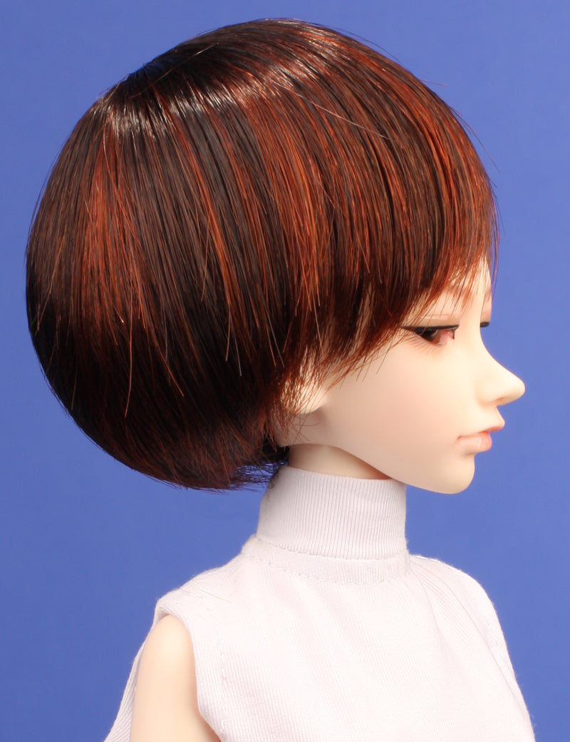 ナチュラルなシンプルなボブスタイル ジャガードバング付き WD-4018 ドールウィッグ NY ラテの色