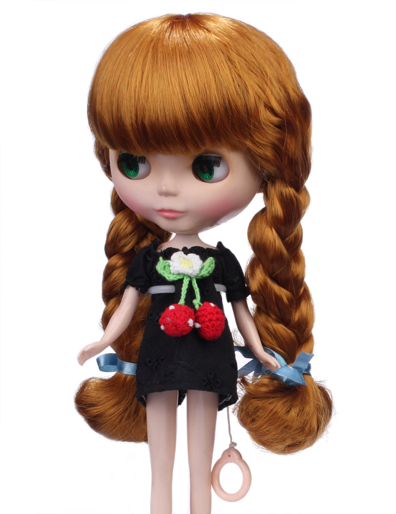 2本の太い三つ編みがあるクラシックなドールの長いスタイルの人形のウィッグ B-125、たくさんの髪の毛のボリューム