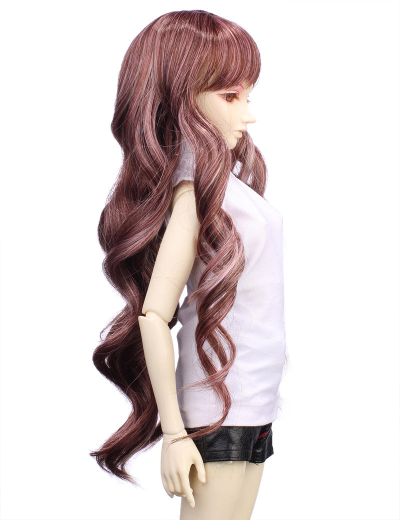 自然なロングトレズデザイン 可愛らしい人形のウィッグ W-702 ストロベリーブロンド ファンシースタイルの装い