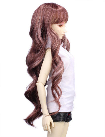 自然なロングトレズデザイン 可愛らしい人形のウィッグ W-702 ストロベリーブロンド ファンシースタイルの装い